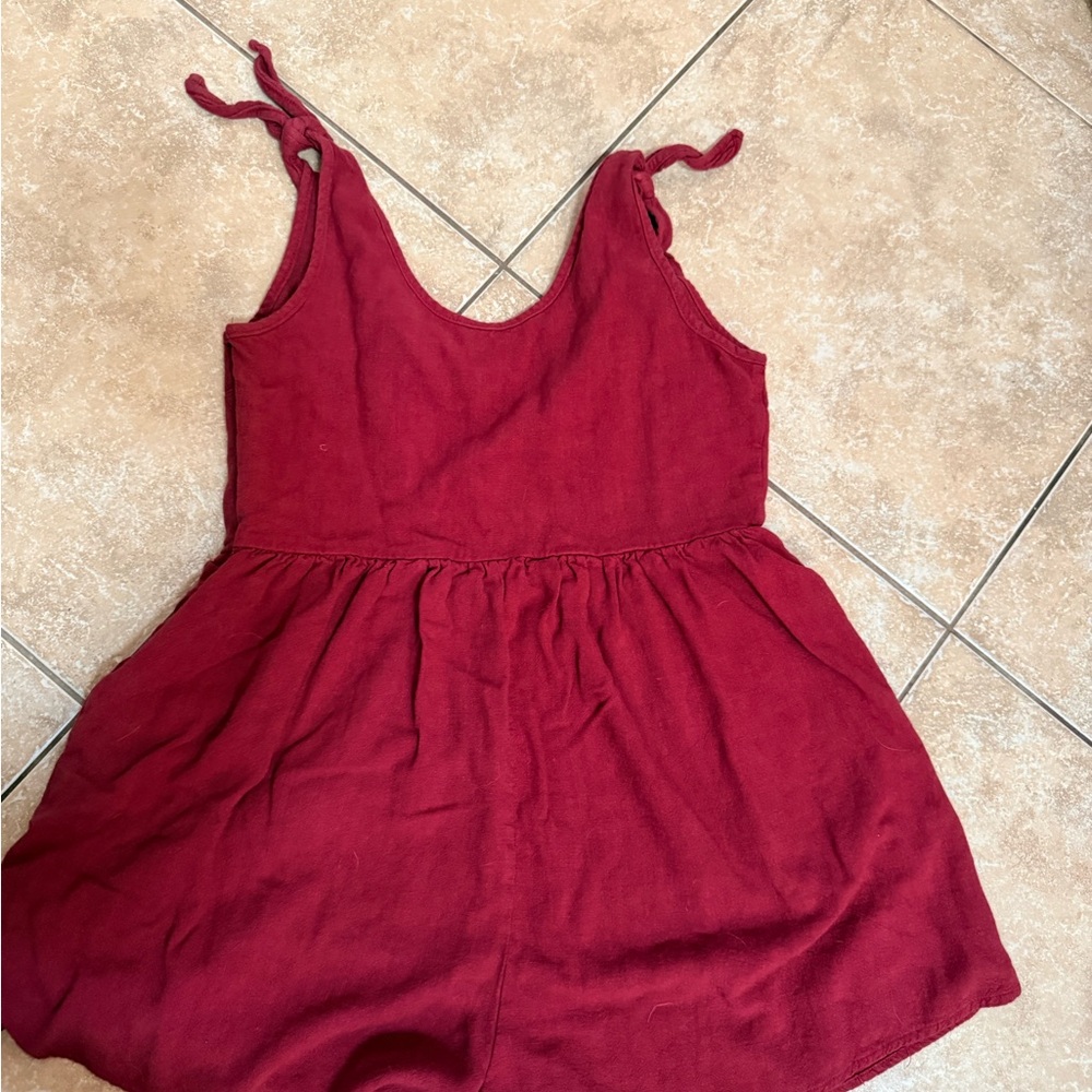 Sleeveless Tie-Shoulder Romper in Deep Wine Red